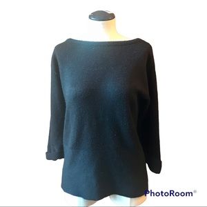 Vintage Penrose Black 3/4 Sleeve Boatneck Acrylic Knit Sweater